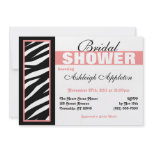 Zebra Print Side Pink Bridal Shower Invitations