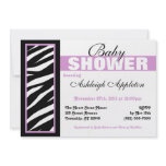 Zebra Print Side Purple Baby Shower Invitations