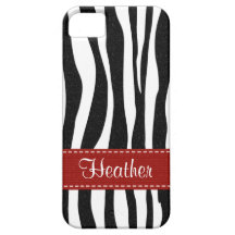 Zebra Print Skin Red Ribbon iPhone 5 Cover