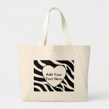 Zebra Print Stripes White Heart Bags