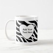 Zebra Print Stripes White Heart Mug