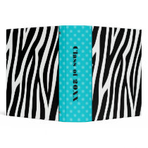 Zebra Print Teal Blue Polka Dot School binders