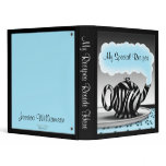 Zebra Print Teapot - Aqua & Black Recipe Binder