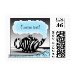 Zebra Print Teapot Aqua Postage Stamps