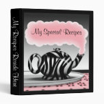 Zebra Print Teapot - Pink & Black Recipe Binder