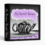 Zebra Print Teapot - Purple & Black Recipe Binder
