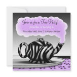 Zebra Print Teapot Tea Party Birthday Invitations