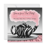 Zebra Print Teapot Tea Party Birthday Invitations