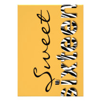 Zebra Print Typography Design Sweet 16 Invitation