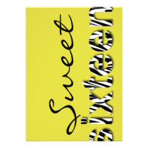 Zebra Print Typography Design Sweet 16 Invitation