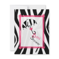 Zebra Print Umbrella Baby Shower Invitation