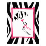 Zebra Print Umbrella Baby Shower Invitation