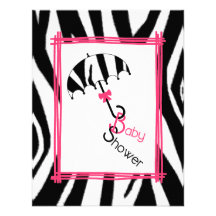 Zebra Print Umbrella Baby Shower Invitation