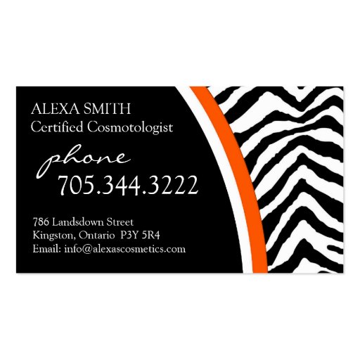 Zebra Print {Vertical} :: Business Card (back side)