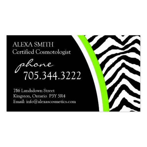 Zebra Print {Vertical} :: Business Card (back side)