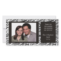 Zebra Print Wedding Thank You Photo Cards