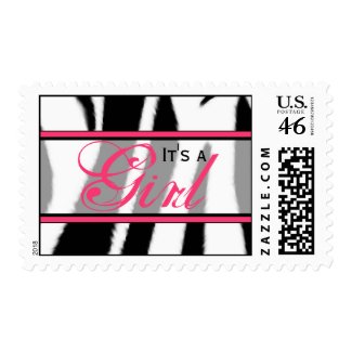 Zebra Print with Pink Baby Postage Stamp stamp