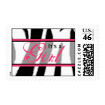 Zebra Print with Pink Baby Postage Stamp