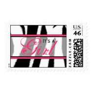 Zebra Print with Pink Baby Postage Stamp zazzle_stamp