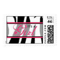 Zebra Print with Pink Baby Postage Stamp