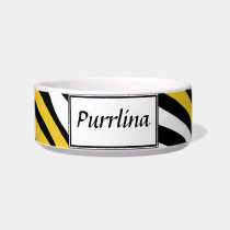 Zebra Print Yellow Mix Personalized Cat Bowl pet bowls