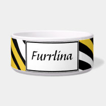Zebra Print Yellow Mix Personalized Dog Bowl pet bowls