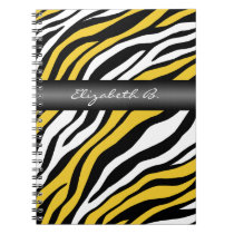 Zebra Print Yellow Mix Personalized Notebook