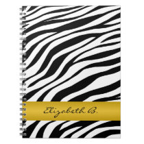 Zebra Print Yellow Stripe Personalized Notebook