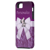 Zebra & Purple Faux Texture Animal Print iPhone 5 iPhone 5 Cases