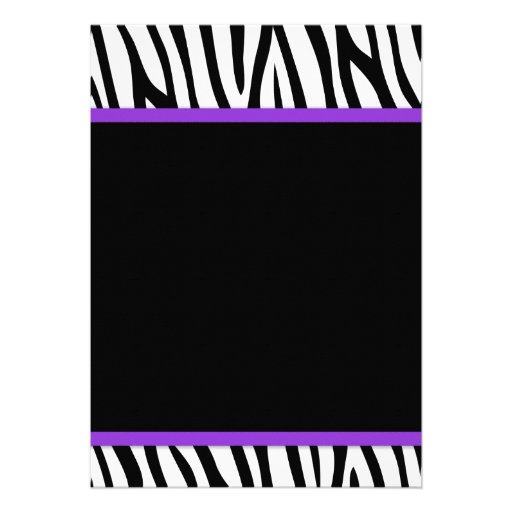 Zebra Purple Printed Bow Baby Shower Custom Announcement