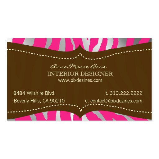 Zebra Raspberry Chocolate  business cards (back side)