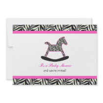 Zebra Rocking Horse Party Invitations
