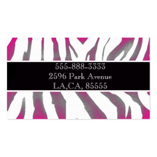 zebra rustic pink business card template (back side)
