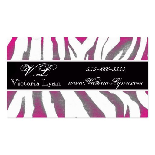 zebra rustic pink business card template (front side)
