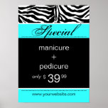 Zebra Salon Spa Poster Trendy Turquoise Blue posters
