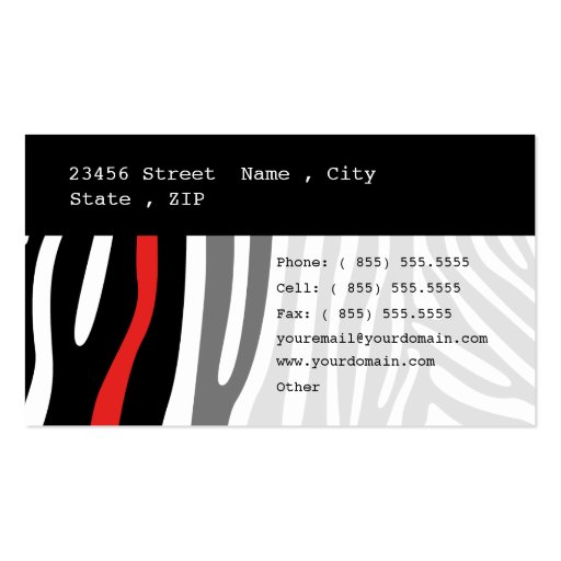 Zebra Skin Modern Cool Style Business Card (back side)