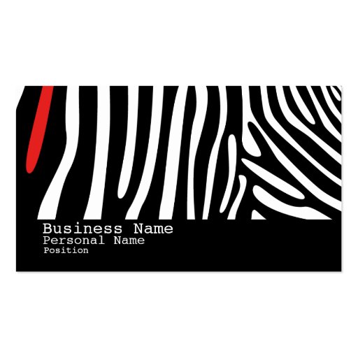 Zebra Skin Modern Cool Style Business Card (front side)
