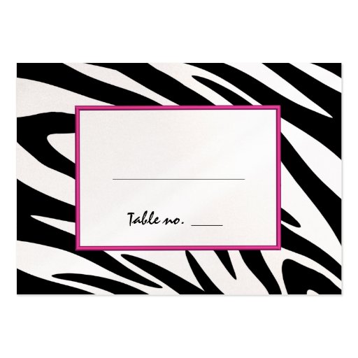 Zebra Stripe and Pink Ribbon Seating Card Business Card (back side)