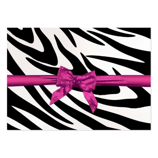Zebra Stripe and Pink Ribbon Seating Card Business Card (front side)