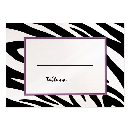 Zebra Stripe and Purple Ribbon Seating Card Business Card (back side)