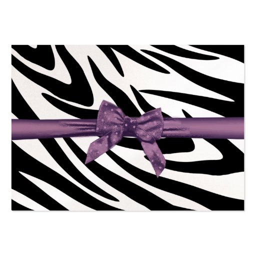 Zebra Stripe and Purple Ribbon Seating Card Business Card (front side)