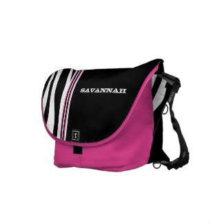 Zebra Stripe Black Pink Racing Stripe Messenger rickshawmessengerbag