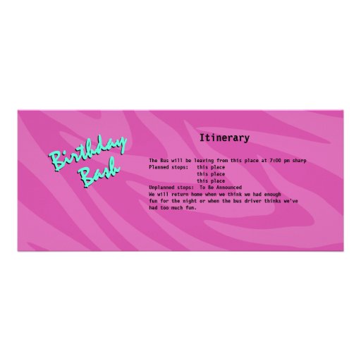 Zebra Stripe Bus Pass Birthday Party Custom Announcements