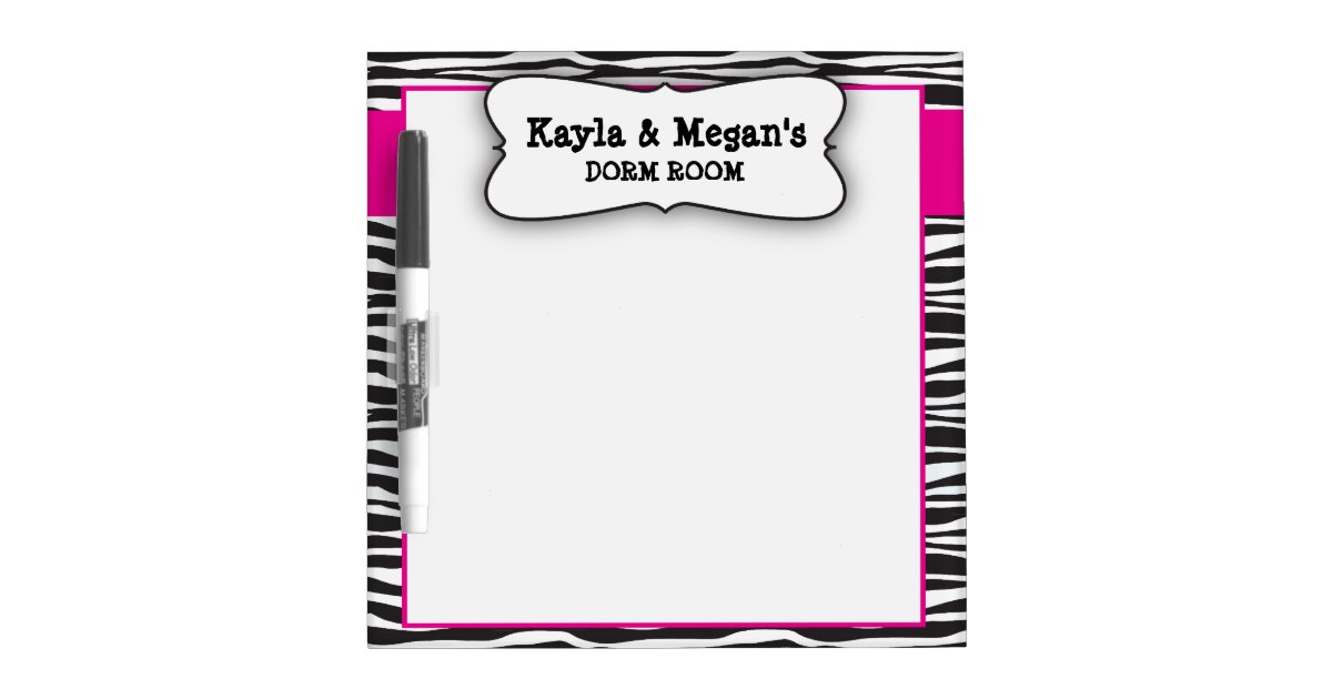 Zebra stripe dorm room dry erase white board Zazzle