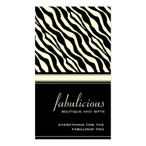 Zebra Stripe Fabulous Business Card (front side)