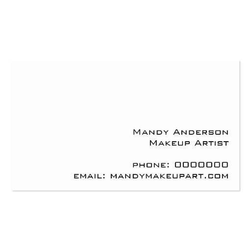 Zebra Stripe Pattern Monogram Make Up Artist Business Cards (back side)