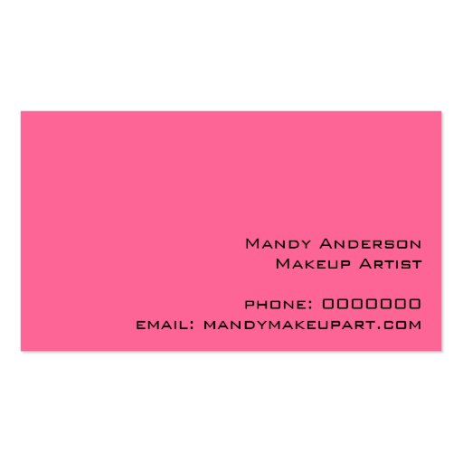 Zebra Stripe Pattern Monogram Make Up Artist Business Card (back side)