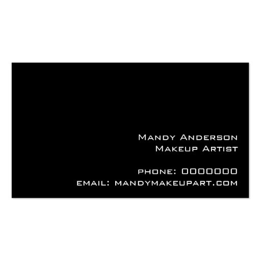 Zebra Stripe Pattern Monogram Make Up Artist Business Card Template (back side)