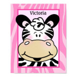 Zebra Stripe Pink Customized Nursery Art Print