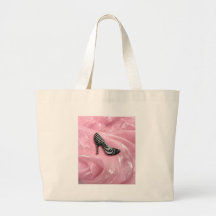 Zebra Stripe Pink Silk High Heel Shoe Fashion Tote Bags